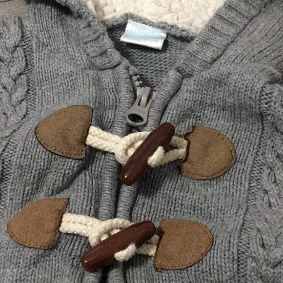 Edgehill Collection Cable Knit Zip Up Toggle Button Hooded Sweater 18 Mo - Picture 3 of 6